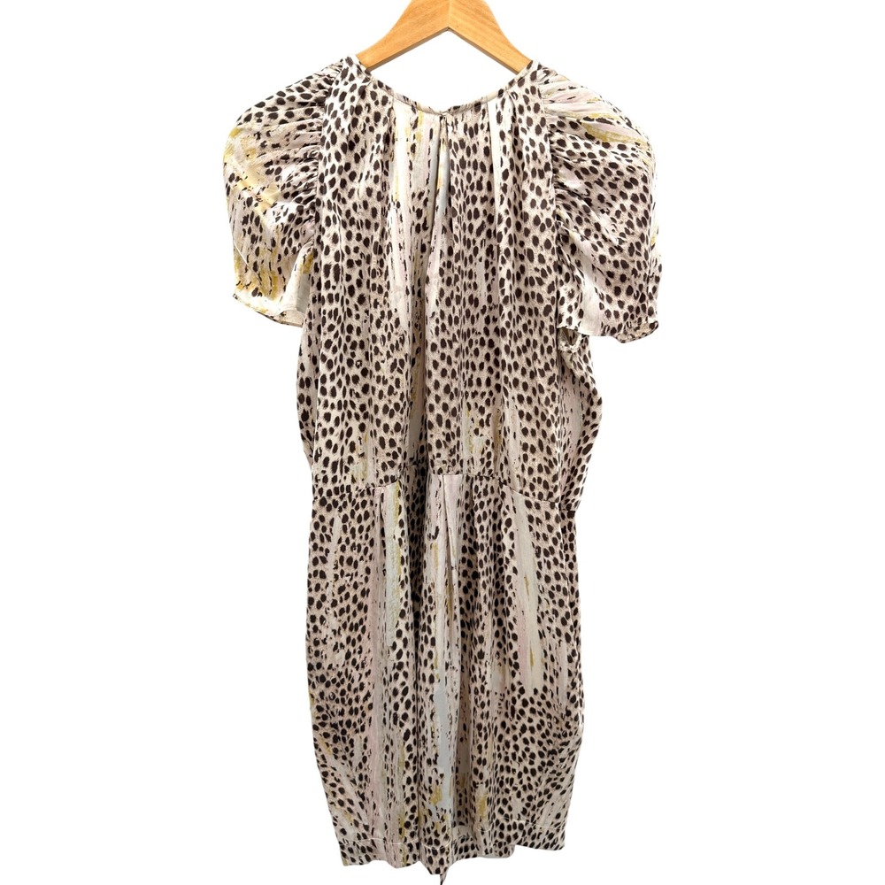 Just Cavalli Roberto Cavalli‎ Silk Leopard Print Puff Sleeve Mini Dress IT 48 L